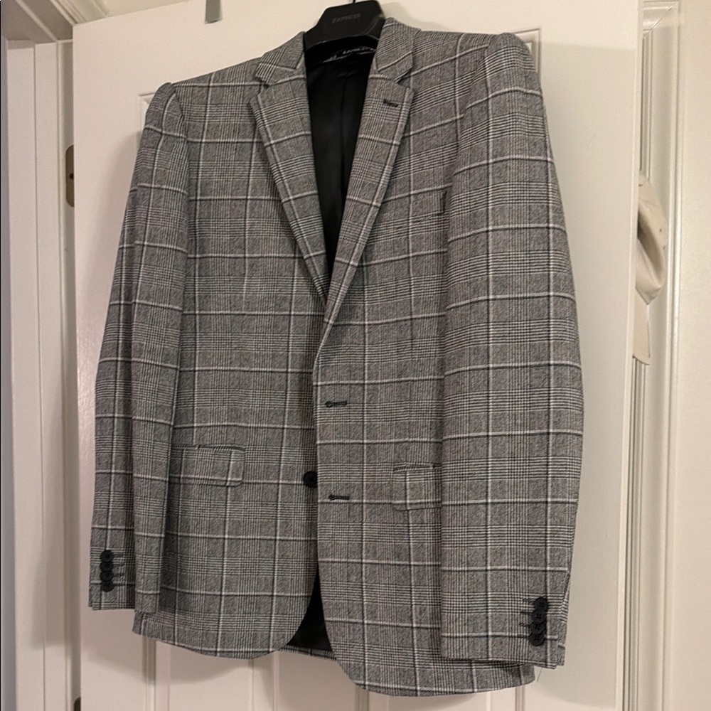 Express Men's Gray Windowpane Sport Coat Blazer